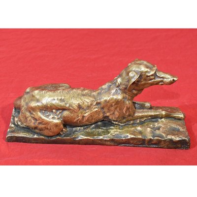 Antique Art Deco Sculpture, Little Greyhound Dog, 20th-Century, Bronze-YVI-845569