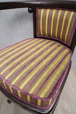 Antique Art Nouveau Austrian Beech Wood and Striped Velvet Chairs, 1910, Set of 2-UH-807452