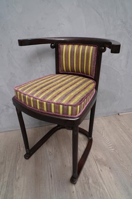 Antique Art Nouveau Austrian Beech Wood and Striped Velvet Chairs, 1910, Set of 2-UH-807452