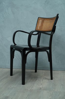 Antique Art Nouveau Black Wood and Vienna Straw Dining Chair, 1910s-UH-564643