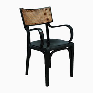 Antique Art Nouveau Black Wood and Vienna Straw Dining Chair, 1910s-UH-564643