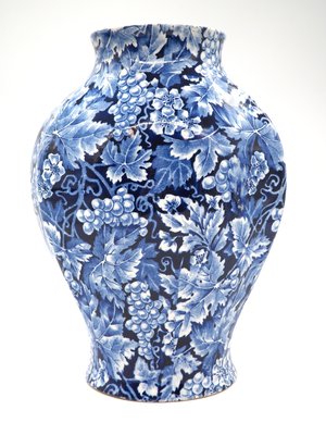 Antique Art Nouveau Blue Flintware Vase Grape for Rörstrand, Sweden, 1920s-JZC-2033259