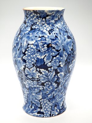 Antique Art Nouveau Blue Flintware Vase Grape for Rörstrand, Sweden, 1920s-JZC-2033259