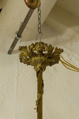 Antique Art Nouveau Brass and Crystal Chandelier, Italy, 1920s-QES-1312921