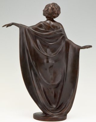 Antique Art Nouveau Bronze Sculpture of a Draped Nude Dancer by Theodor Stundl for Foundry mark-KTN-799858