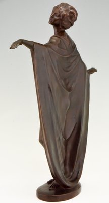 Antique Art Nouveau Bronze Sculpture of a Draped Nude Dancer by Theodor Stundl for Foundry mark-KTN-799858