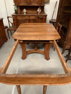 Antique Art Nouveau Cherrywood Dining Room Set from Pierre Mathieu, Set of 9-IJR-578365