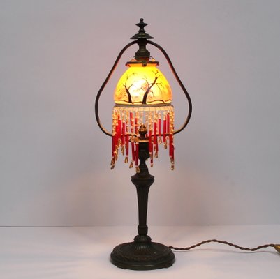 Antique Art Nouveau Glass Table Lamp-NE-883362