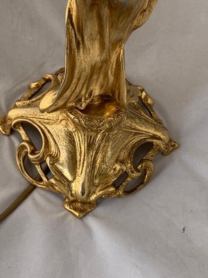 Antique Art Nouveau Golden Bronze Table Lamp-IJR-578466