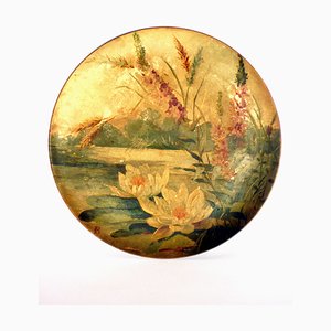 Antique Art Nouveau Italian Ceramic Water Lilies Plate from SCI Laveno, 1900s-GKB-708665