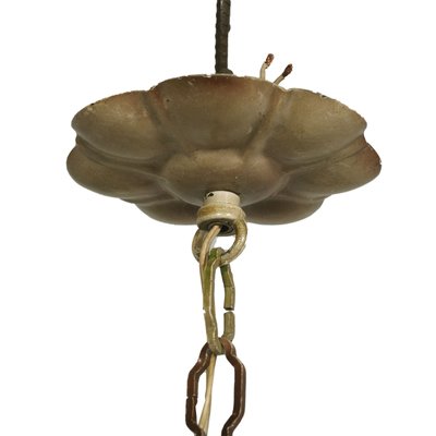 Antique Art Nouveau Italian Iron and Ceramic Ceiling Lamp-NJV-577717