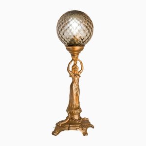 Antique Art Nouveau Liberty Table Lamp With Crystal Sphere, 1900s-QES-1330502