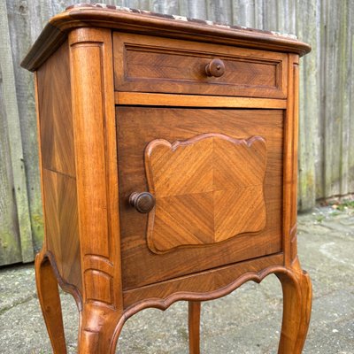 Antique Art Nouveau Nightstand in Walnut & Marble, 1900s-ALF-2033621