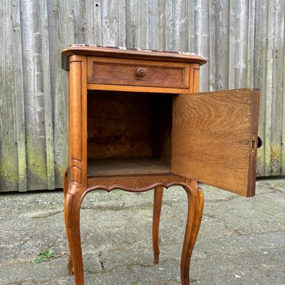 Antique Art Nouveau Nightstand in Walnut & Marble, 1900s-ALF-2033621