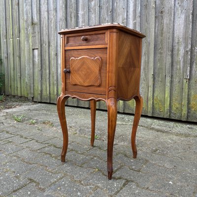 Antique Art Nouveau Nightstand in Walnut & Marble, 1900s-ALF-2033621