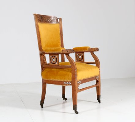 Antique Art Nouveau Oak Armchairs from H.F. Jansen & Zonen Hofleverancier, Set of 2-MY-590603