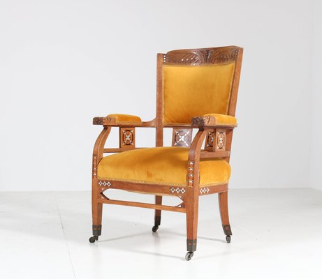 Antique Art Nouveau Oak Armchairs from H.F. Jansen & Zonen Hofleverancier, Set of 2-MY-590603