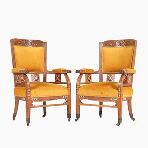 Antique Art Nouveau Oak Armchairs from H.F. Jansen & Zonen Hofleverancier, Set of 2-MY-590603