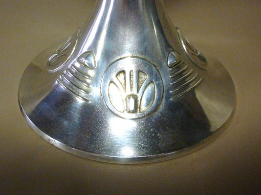 Antique Art Nouveau Silvered Metal Vase-GKB-557226