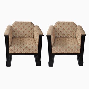 Antique Art Nouveau Viennese Club Chairs by Josef Hoffmann, Set of 2-VA-779769