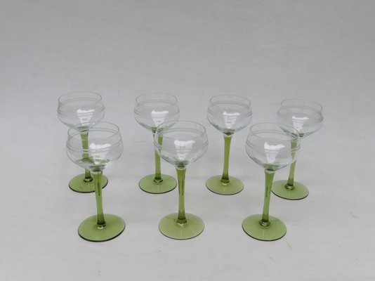 Antique Art Nouveau Wine Glasses, Set of 7-EY-807763