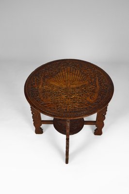 Antique Asian Indonesian Coffee Table Carved with Dragons and Peacocks-XNH-754046