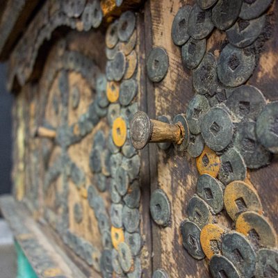 Antique Bali House Temple Studded with Lucky Coins-IA-792439