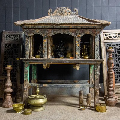 Antique Bali House Temple Studded with Lucky Coins-IA-792439