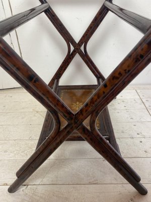 Antique Bamboo Leg Butler Table with Leather Print Tray-WZZ-990416