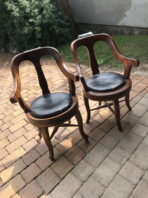 Antique Barbers Swivel Armchairs, 1900s, Set of 2-OXJ-709093