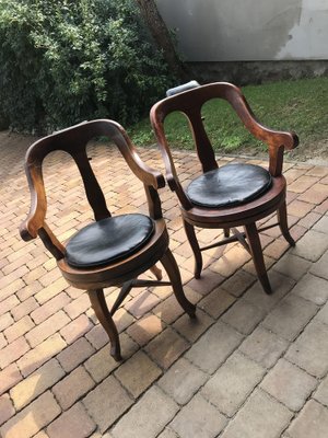 Antique Barbers Swivel Armchairs, 1900s, Set of 2-OXJ-709093