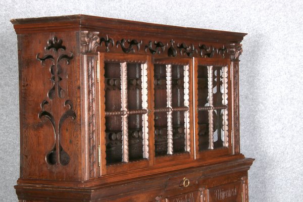 Antique Baroque Buffet Showcase in Oak, 18th Century-DXD-1148262