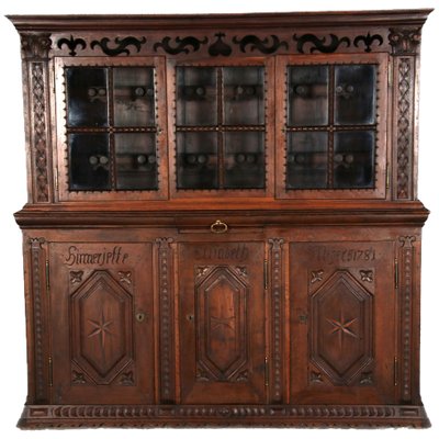 Antique Baroque Buffet Showcase in Oak, 18th Century-DXD-1148262