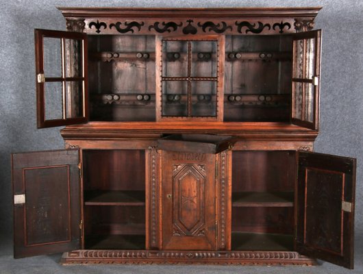 Antique Baroque Buffet Showcase in Oak, 18th Century-DXD-1148262