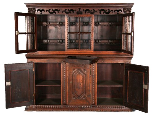 Antique Baroque Buffet Showcase in Oak, 18th Century-DXD-1148262