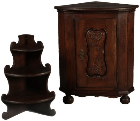 Antique Baroque Corner Cabinet in Walnut, 1800-DXD-1750251