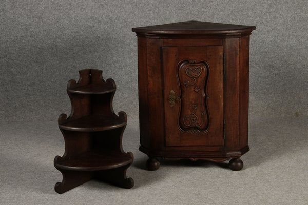 Antique Baroque Corner Cabinet in Walnut, 1800-DXD-1750251