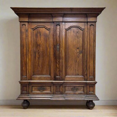 Antique Baroque Hall Cupboard in Oak, 1700s-ALF-2033481