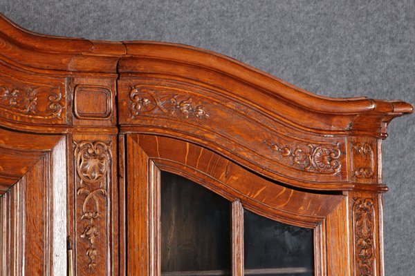 Antique Baroque Oak 3-Door Display Case with Carvings, Aachen Lüttich, 19th Century-DXD-1148204