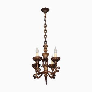 Antique Baroque Style Wrought Iron Figural Chandelier, France, 1890s-KEG-1746697