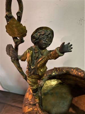 Antique Basket with Carving of a Boy-IKW-802079