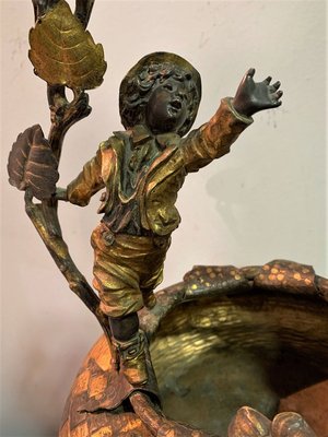 Antique Basket with Carving of a Boy-IKW-802079