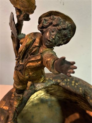 Antique Basket with Carving of a Boy-IKW-802079