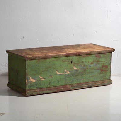 Antique Bedroom Trunk with Green Patina, 1866-ZNJ-2033640