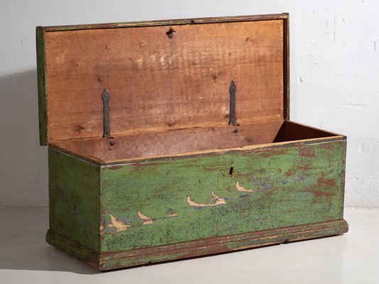 Antique Bedroom Trunk with Green Patina, 1866-ZNJ-2033640