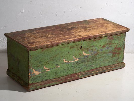 Antique Bedroom Trunk with Green Patina, 1866-ZNJ-2033640