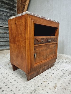 Antique Bedside Table in Walnut with Marble, 1920s-IFQ-1811841