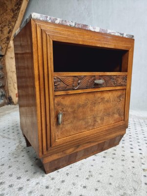 Antique Bedside Table in Walnut with Marble, 1920s-IFQ-1811841