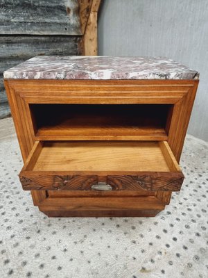 Antique Bedside Table in Walnut with Marble, 1920s-IFQ-1811841