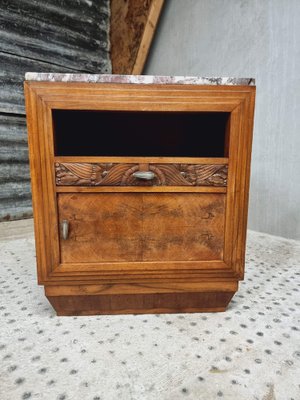 Antique Bedside Table in Walnut with Marble, 1920s-IFQ-1811841